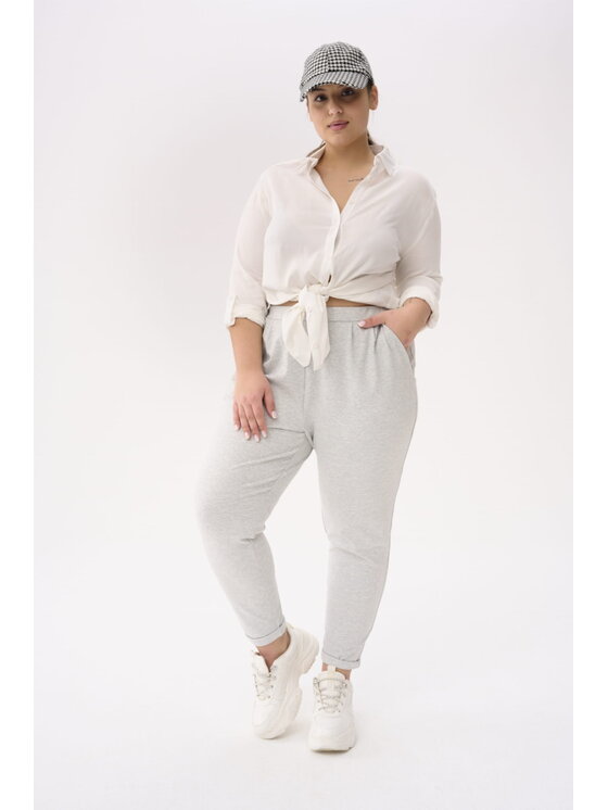 blue shadow blue shadow Spodnie damskie Polo Plus Size Szary Standard Fit