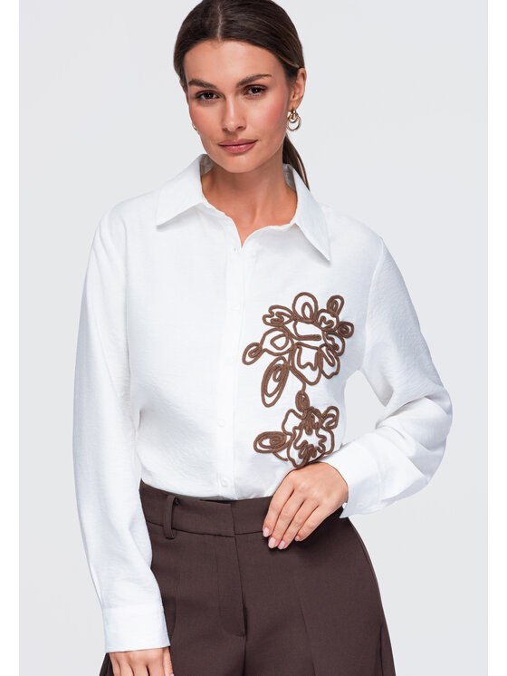 Ombre Ombre Koszula OW-SH-E0073 Biały Relaxed Fit