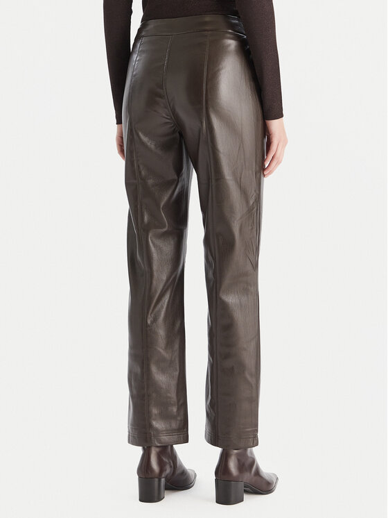 Vero Moda Vero Moda Spodnie z imitacji skóry Vips 10336342 Brązowy Straight Fit