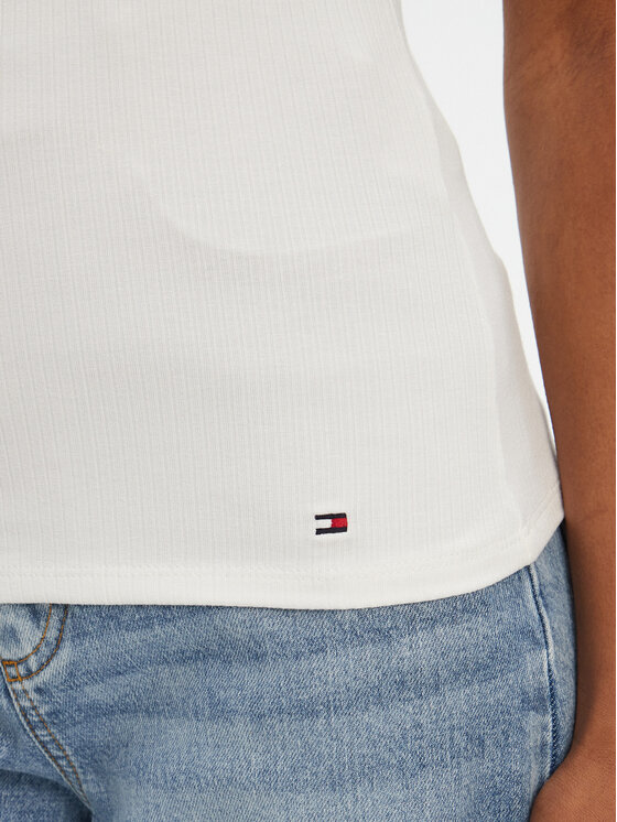 Tommy Hilfiger Tommy Hilfiger Top WW0WW45444 Biały Slim Fit