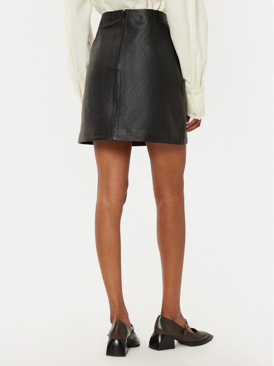 Bruuns Bazaar Bruuns Bazaar Kožna suknja GentianB BBW4324 Crna Slim Fit