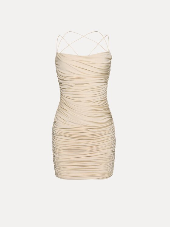 La Mania La Mania Sukienka wieczorowa VEIL Beżowy jasny Basic Fit