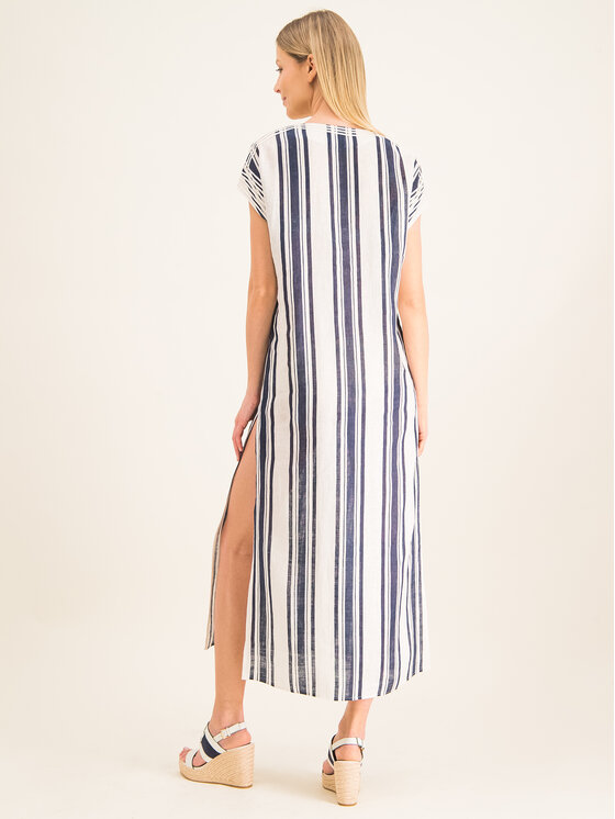 Tory Burch Tory Burch Letní šaty Awning Stripe Caftan 57114 Béžová Regular Fit
