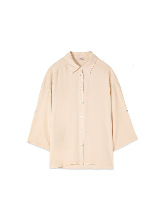 Oltre Oltre Koszula 5004J000821N0A2 Kremowy Boxy Fit