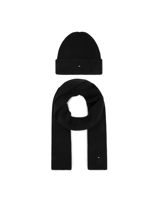 Tommy Hilfiger Tommy Hilfiger Kepurės ir šaliko komplektas AW0AW19136 Juoda