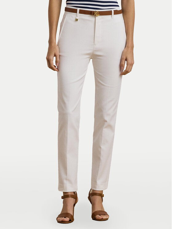 LAUREN RALPH LAUREN Bavlnené nohavice 200811955005 Biela Skinny Fit