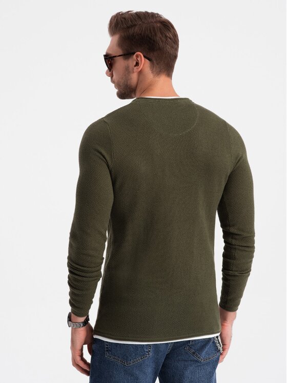 Ombre Ombre Svetr OM-SWSW-0103 Zelená Classic Fit