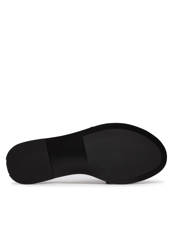 Calvin Klein Calvin Klein Şlapi Round Flat Sndl Lth Bar Hw 2 HW0HW02925 Negru