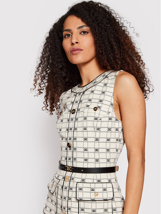 Elisabetta Franchi Elisabetta Franchi Коктейлна рокля AB-047-21E2-V620 Бежов Slim Fit