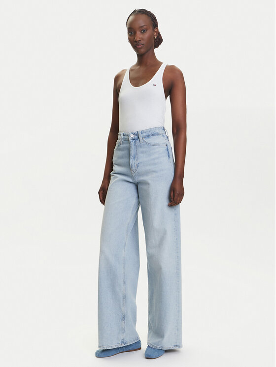 Tommy Jeans Tommy Jeans Top DW0DW20917 Alb Regular Fit