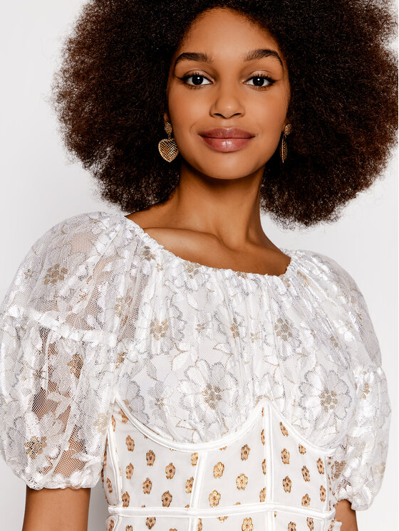 For Love & Lemons For Love & Lemons Koktejlové šaty Lupita CD2482 Biela Slim Fit