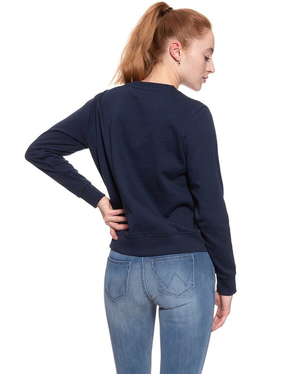 Wrangler Wrangler Bluza LOGO CREW Niebieski Regular Fit