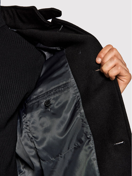Jack&Jones PREMIUM Jack&Jones PREMIUM Μάλλινο παλτό Melton 12177644 Μαύρο Regular Fit