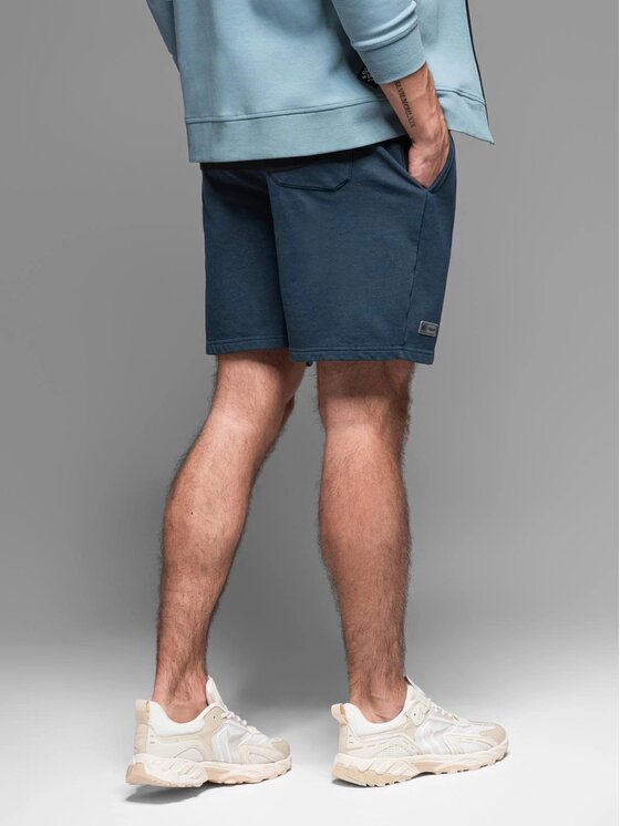 Ombre Ombre Šortky z materiálu OM-SRWS-0122 Tmavomodrá Relaxed Fit