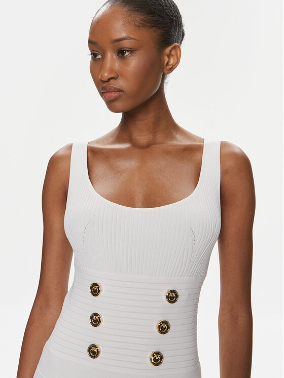 PINKO Pinko Džemper haljina Cactus 102879 A1LK Bijela Slim Fit