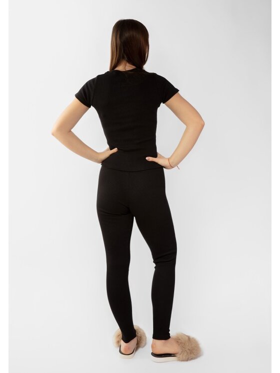 DKaren Sport DKaren Sport Komplet bluzka i spodnie Halima Czarny Slim Fit