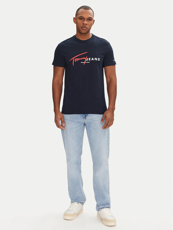 Tommy Jeans Tommy Jeans Tricou Signature Dna DM0DM20817 Bleumarin Regular Fit
