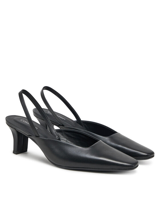 Calvin Klein Calvin Klein Sandale Heel Mule Pump 50 - Lth HW0HW02551 Crna