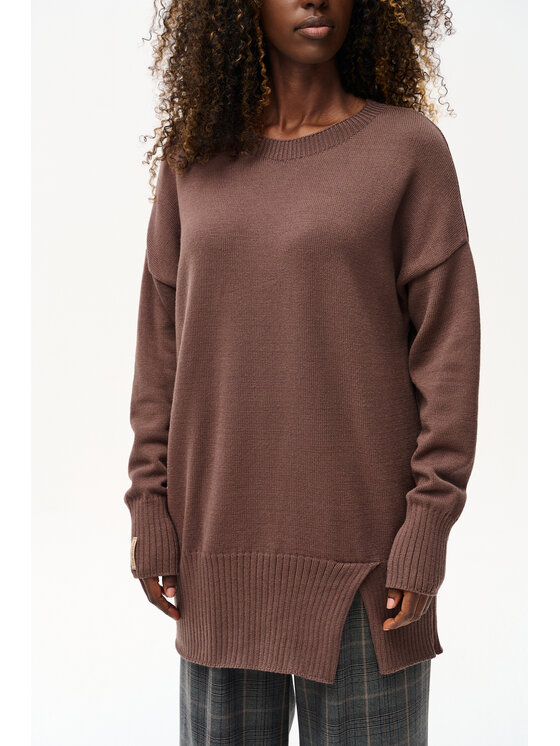 blue shadow blue shadow Sweter Kiro Brązowy Regular Fit