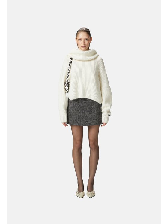 PINKO Pinko Sweter PINKO SPHYNX MAGLIA COSTA MISTO MOHAIR - 104493-A282 Biały Regular Fit