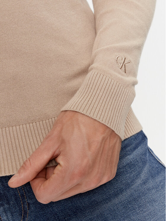Calvin Klein Jeans Calvin Klein Jeans Bluză cu gât J30J324325 Bej Slim Fit
