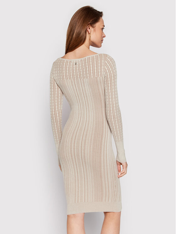 Guess Guess Sukienka dzianinowa Alexia W2YK51 Z30I2 Beżowy Slim Fit