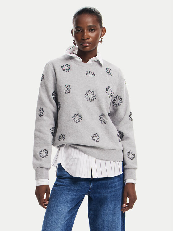 Desigual Felpa Joya 24WWSK32 Grigio Regular Fit Modivo