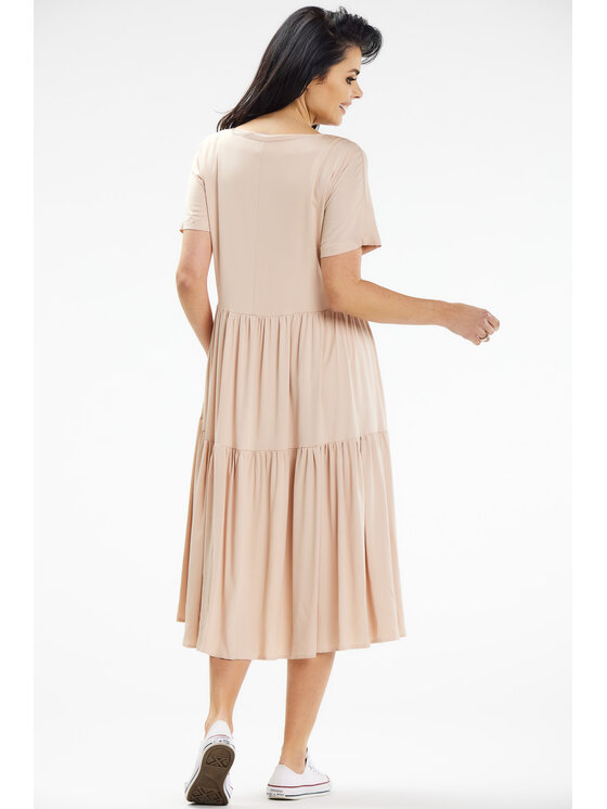 Awama Awama Sukienka letnia A639 Beżowy Basic Fit