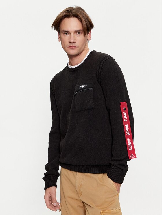 Aeronautica Militare Aeronautica Militare Sweter 232MA1460L518 Czarny Regular Fit