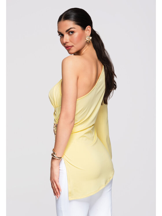 Ombre Ombre Koszula OW-SH-E0005 Żółty Slim Fit