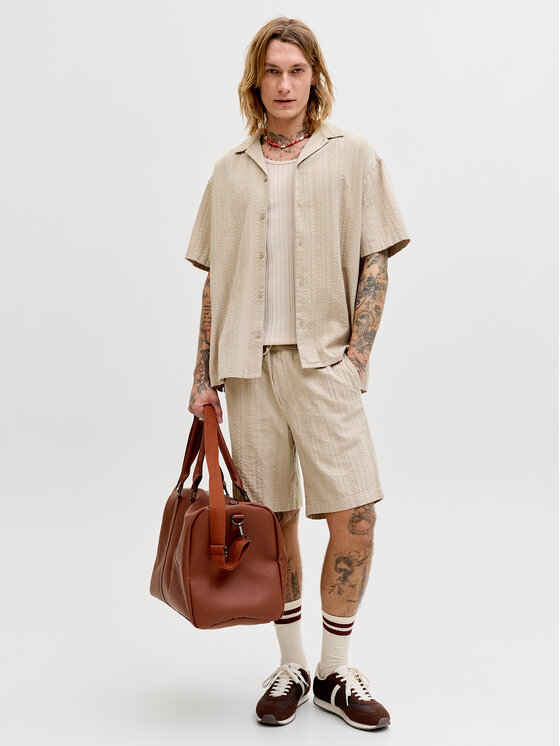 Jack & Jones Jack & Jones Krekla un auduma šortu komplekts Tyson 12297649 Bēšs Relaxed Fit