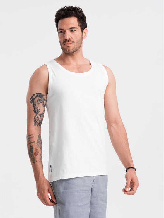 Ombre Ombre Tank top OM-TSBT-0192 Biały Regular Fit