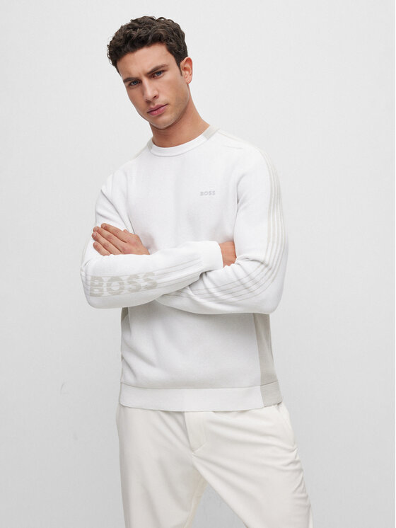 BOSS Boss Megztinis 50493767 Balta Regular Fit