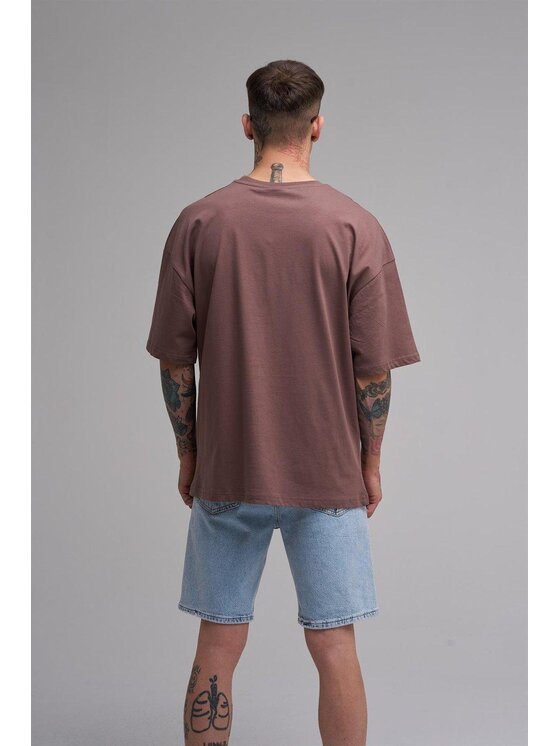 MyStars MyStars T-Shirt Szeroka luźna koszulka z krótkim rękawem 125217 mocha mousse Brązowy Oversize