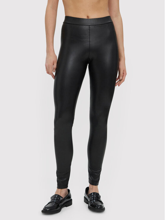 Vero Moda Vero Moda Kalhoty z imitace kůže 10257164 Černá Skinny Fit