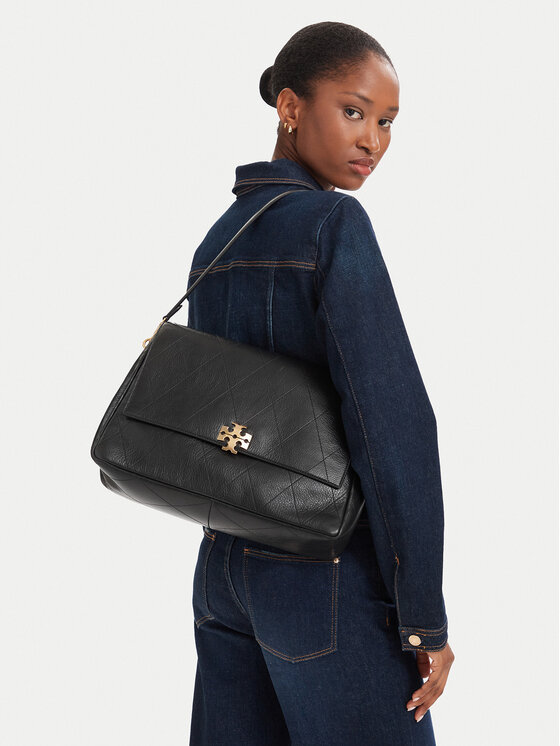 Tory Burch Дамска чанта Charlie Quilted Large Shoulder Bag 185805 Черен