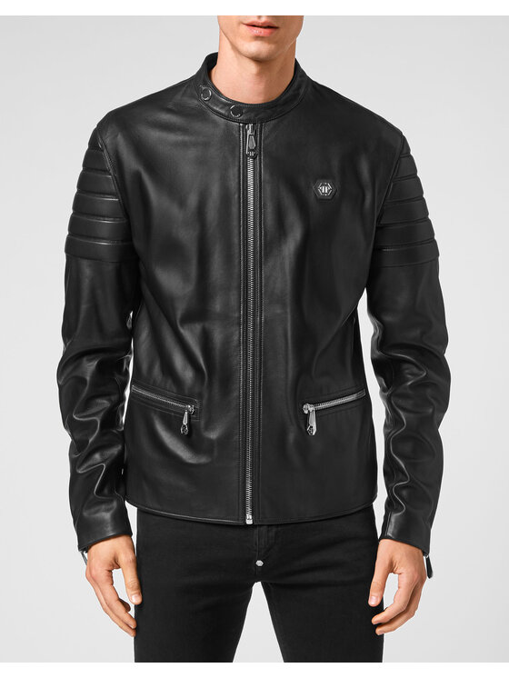 PHILIPP PLEIN PHILIPP PLEIN Podpiętki skórzano-lateksowe 3143 Czarny Slim Fit