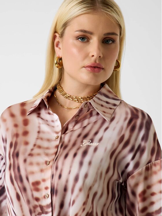 Guess Guess Top 172935 Brązowy Classic Fit