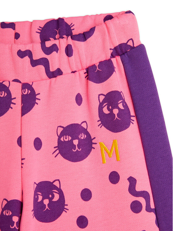 MINI RODINI MINI RODINI Spodnie dresowe Squiggly Cats 2513011828 Różowy Relaxed Fit