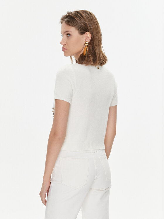 PINKO Pinko Sweter Medusa 102016 A18O Écru Slim Fit