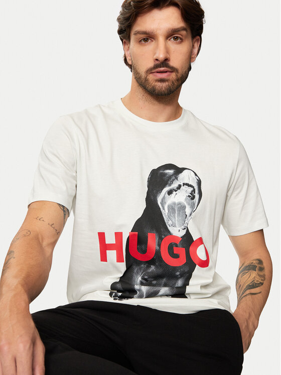 HUGO Hugo Marškinėliai Dayaking 50523979 Écru Regular Fit