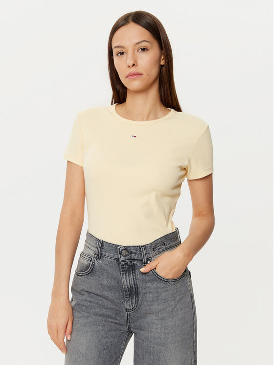 Tommy Jeans Tommy Jeans T-shirt Essential DW0DW17383 Bež Slim Fit