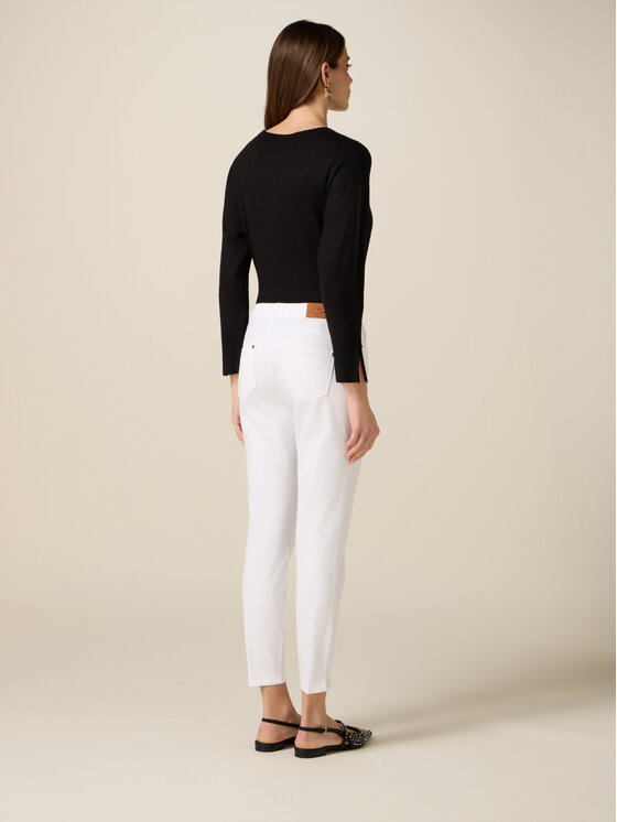 Oltre Oltre Pantaloni di tessuto P728R108903N011 Bianco Skin Fit