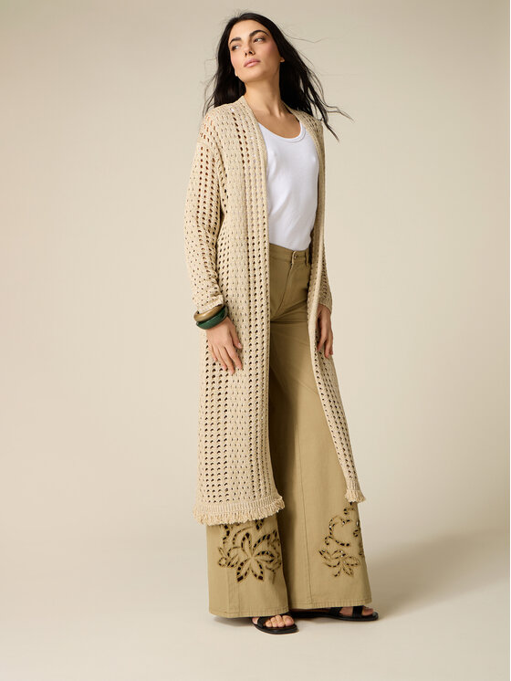 Oltre Oltre Kardigan M577E001972N008 Złoty Baggy Fit