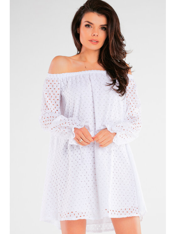 Awama Awama Sukienka letnia A435 Biały Basic Fit