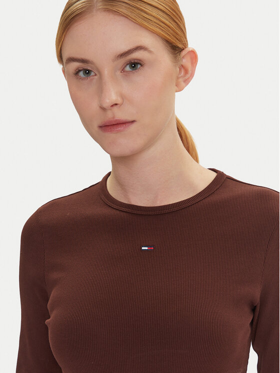 Tommy Jeans Tommy Jeans Блузка Essential DW0DW17387 Коричневий Slim Fit