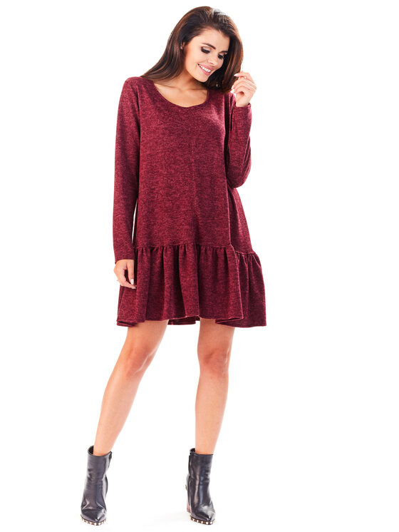 Awama Awama Každodenní šaty L056 Bordó Basic Fit