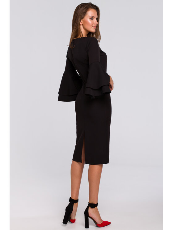Makover Makover Elegantní šaty K002 Černá Regular Fit