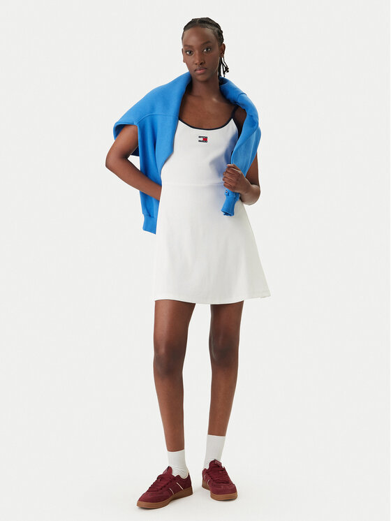 Tommy Jeans Tommy Jeans Ежедневна рокля DW0DW22335 Бял Slim Fit