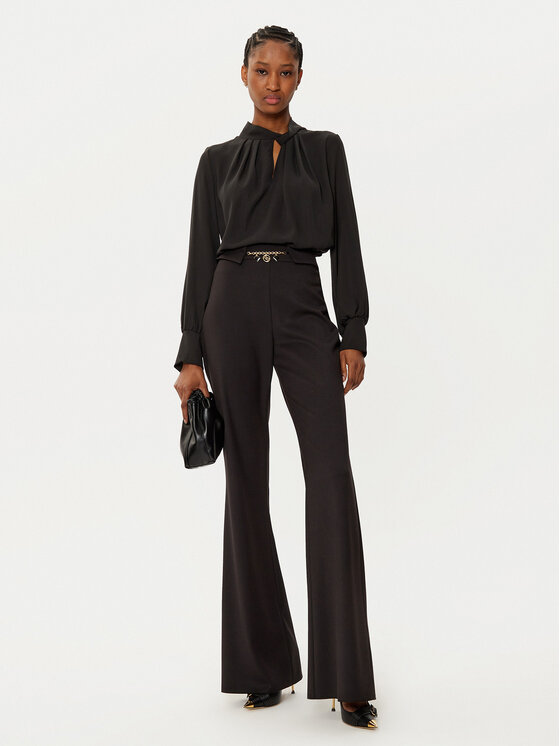 Rinascimento Rinascimento Medžiaginės kelnės CFC0121884003 Juoda Regular Fit